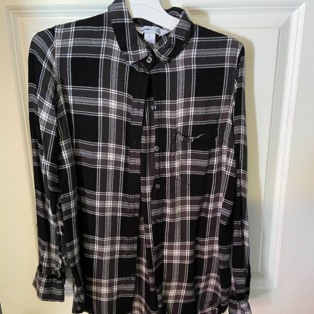 Old Navy Womens Black and White Flannel Small
